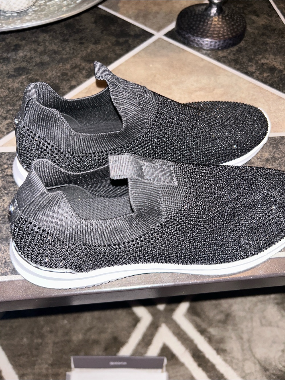 Anne Klein Black Slip-On Knit Sneakers